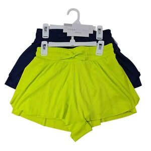 Yogalicious Girls 2-Pack Running Shorts Athletic Neon Green Blue‎ Size L (12)